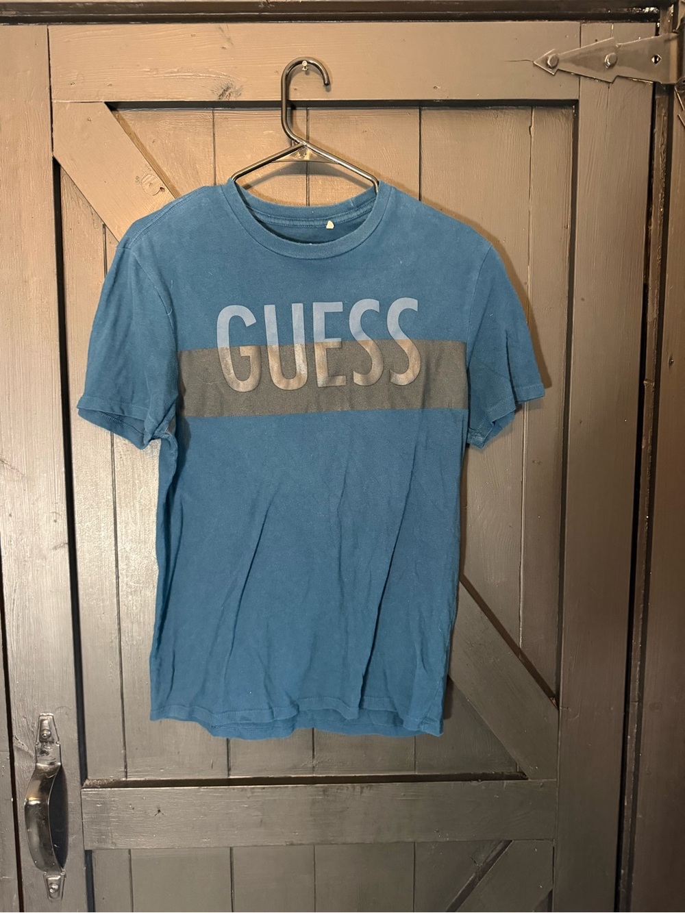 Guess Blue Short Sleeve Tee with Gray Logo Band